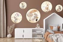 Beżowe Obrazy Dziecięce - Akwarelowe Króliczki | Delikatna dekoracja nad łóżeczko | Ozdoba do przedszkola i żłobka 42191 - miniaturka 4