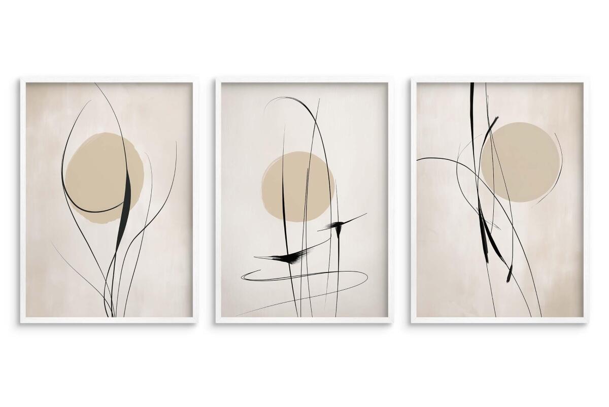 Minimalistyczne Plakaty w stylu Line Art- Beżowa Abstrakcja P94246 - zdjęcie 7