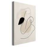 Elegancki minimalizm- Beżowy Obraz na ścianę | Subtelna dekoracja z Czarnymi Liniami O94241 - miniaturka 1