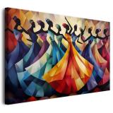 Kubistyczny obraz na ścianę- kolorowe tancerki | Sztuka abstrakcyjna do stylowych wnętrz 94086 - miniaturka 1
