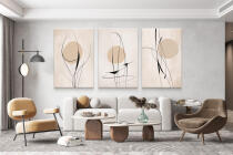 Tryptyk do sypialni i salonu- Line Art na beżowym tle | Abstrakcyjne Obrazy na płótnie O94246 - miniaturka 5