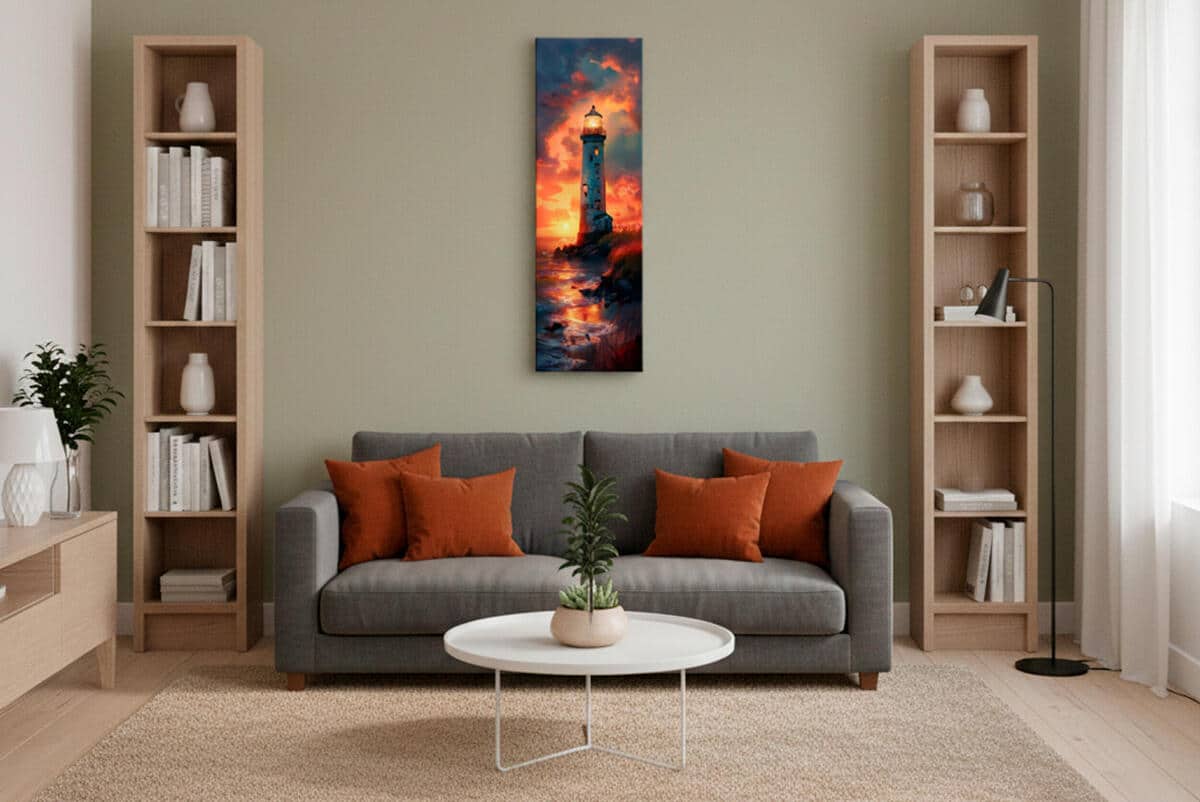 Obraz na płótnie – Latarnia Morska | Klimatyczny Zachód Słońca nad morzem 94231 - zdjęcie 3