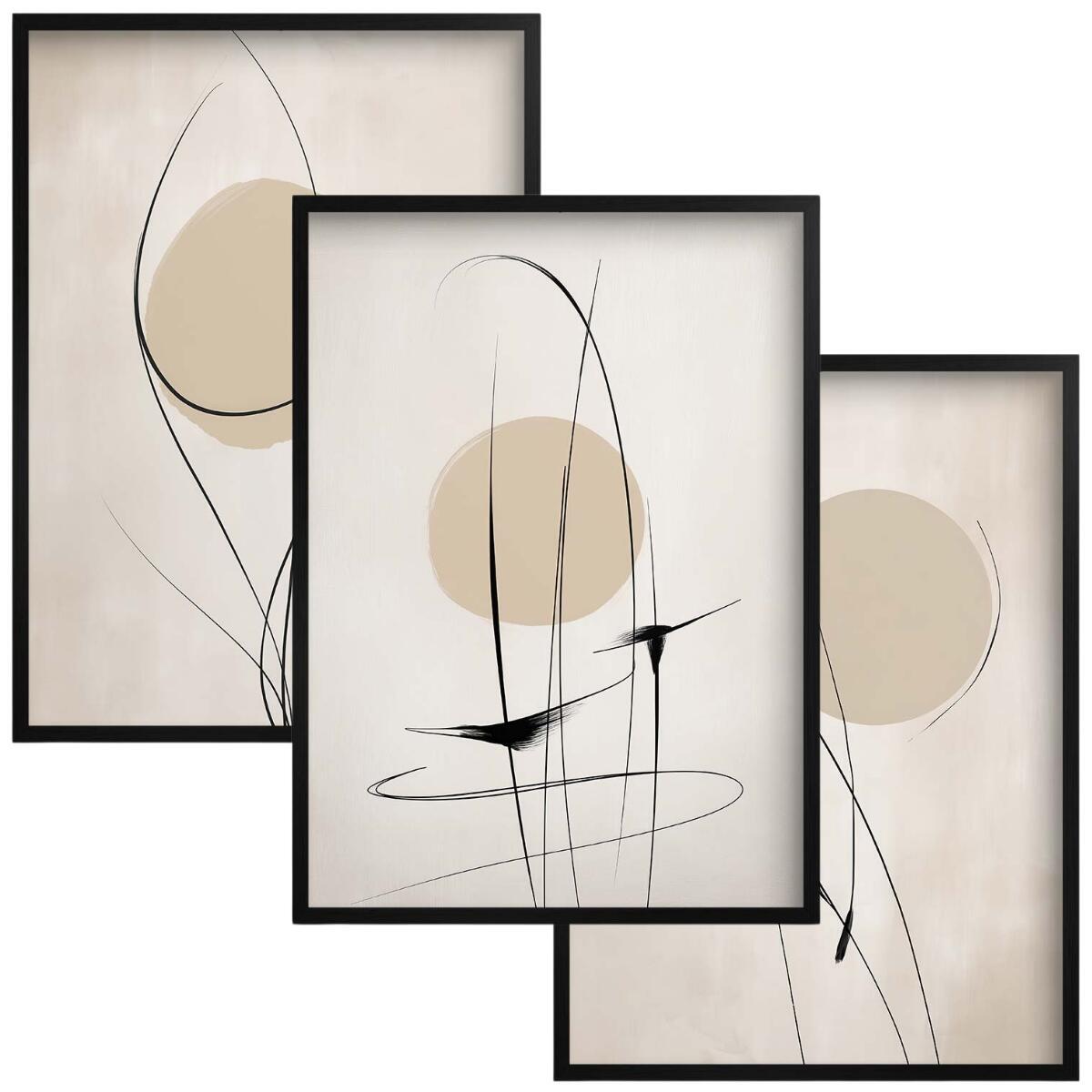 Minimalistyczne Plakaty w stylu Line Art- Beżowa Abstrakcja P94246 - zdjęcie 1