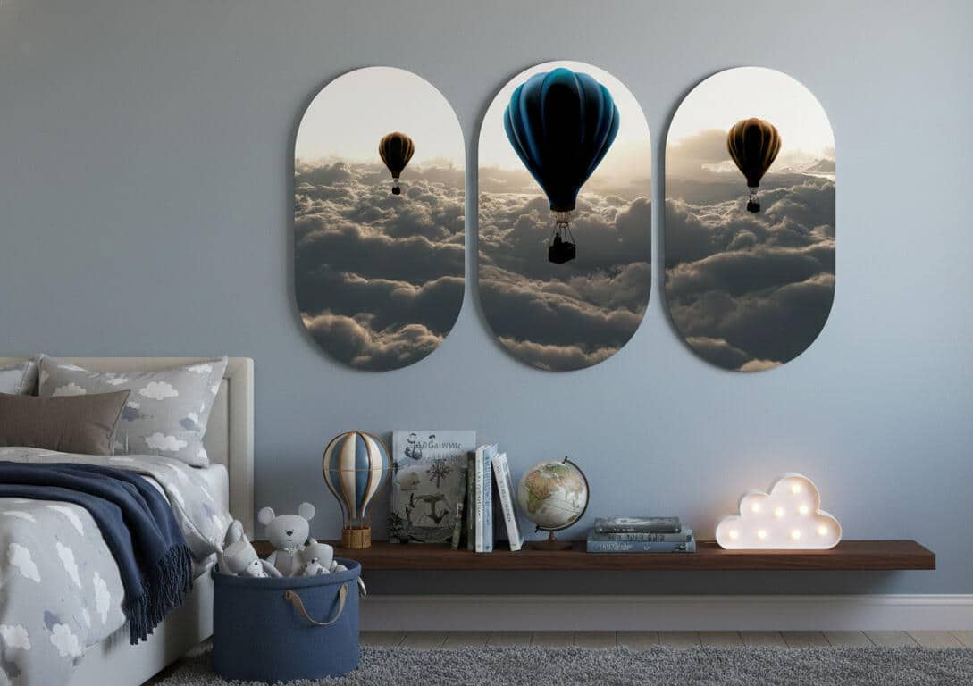 Nowoczesne obrazy na ścianę- Balony w Chmurach | Tryptyk Zachód Słońca 82369 - zdjęcie 2