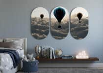 Nowoczesne obrazy na ścianę- Balony w Chmurach | Tryptyk Zachód Słońca 82369 - miniaturka 2