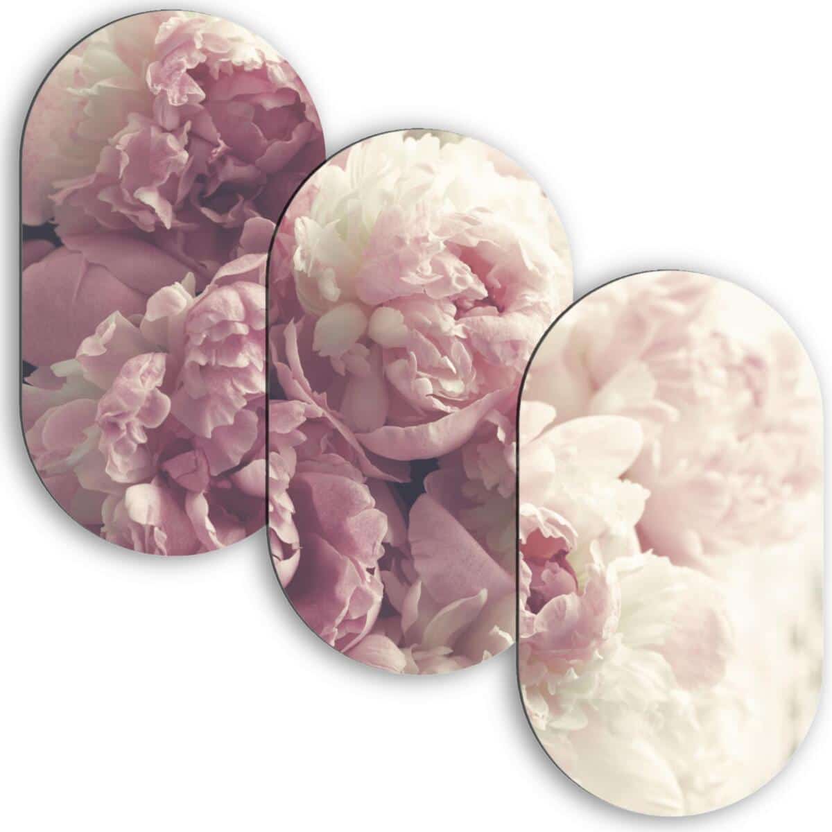 Obrazy z Piwoniami w Stylu Soft Glam | Tryptyk w odcieniach różu 82368 - zdjęcie 1