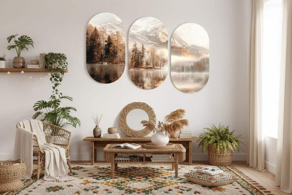 Krajobraz Górski-  Tryptyk Góry, Jezioro, Las | Eleganckie Obrazy Natura w Stylu Skandynawskim 82371 - zdjęcie 4