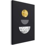 Dekoracja ścienna do nowoczesnego wnętrza | Obraz na płótnie z geometrycznym wzorem – czarne tło, złoty akcent 94173 - miniaturka 1