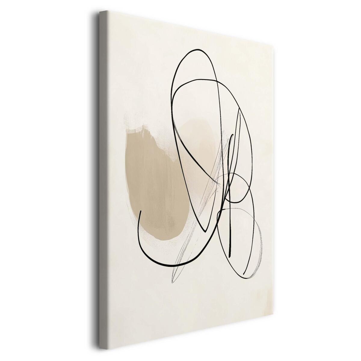 Beżowy Obraz Abstrakcja Line Art | Dekoracja do wnętrz Japandi O94245