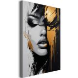 Artystyczna Dekoracja Ścienna – Zmysłowy Portret Kobiety w Złocie | Nowoczesny Obraz na płótnie 94054 - miniaturka 1