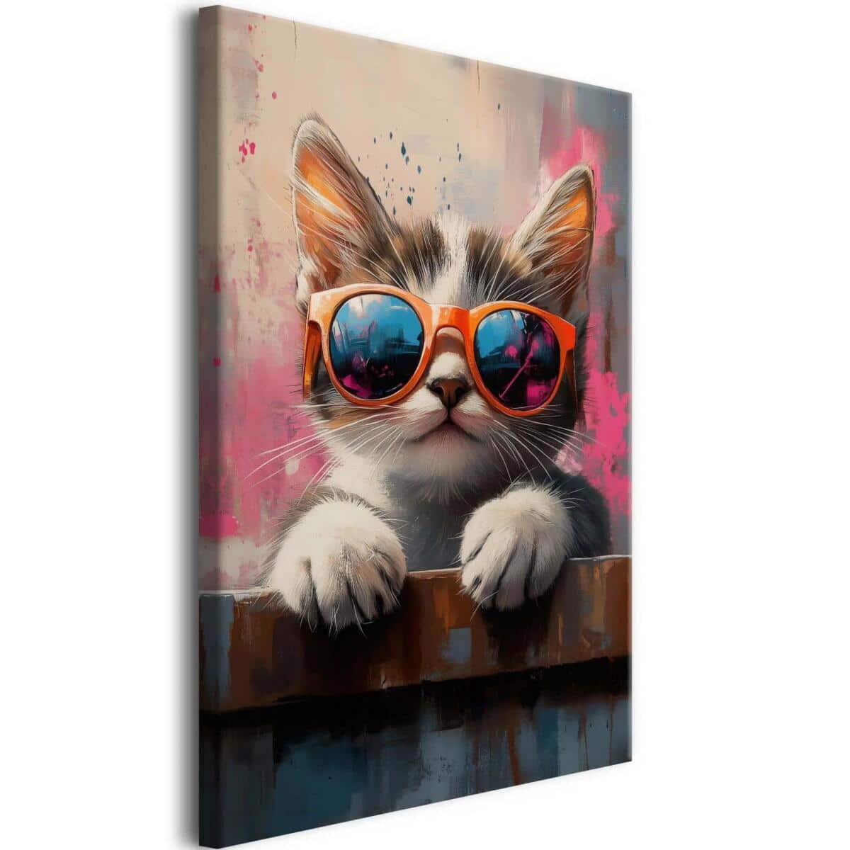 Obraz na ścianę do pokoju dziecka- Kot w okularach | Dekoracja dla dziewczynki, nastolatki O94212