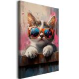 Obraz na ścianę do pokoju dziecka- Kot w okularach | Dekoracja dla dziewczynki, nastolatki O94212 - miniaturka 1