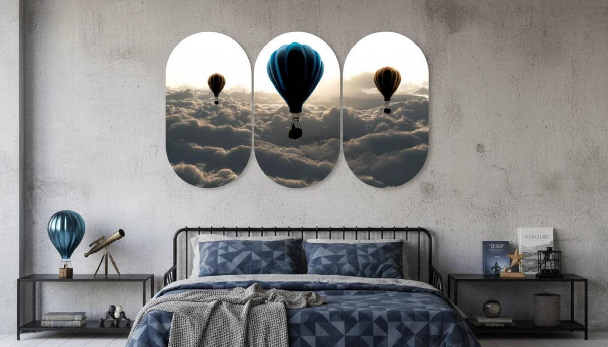 Nowoczesne obrazy na ścianę- Balony w Chmurach | Tryptyk Zachód Słońca 82369 - zdjęcie 5