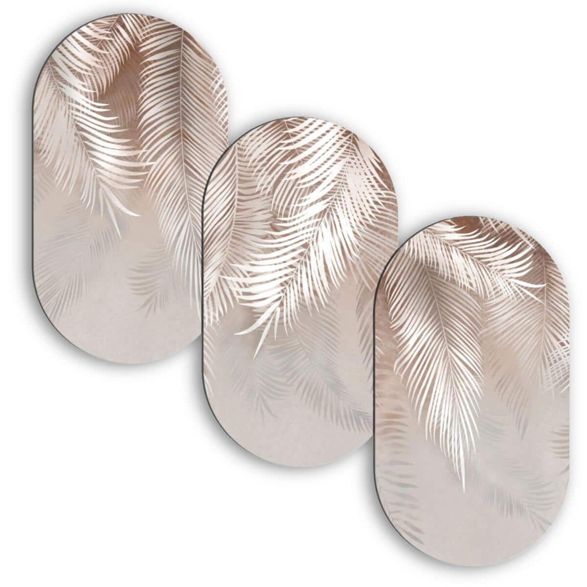 Beżowe Obrazy Boho- Tropikalne Liście | Nowoczesny Tryptyk na ścianę 82377 - zdjęcie 1