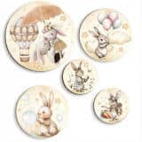 Beżowe Obrazy Dziecięce - Akwarelowe Króliczki | Delikatna dekoracja nad łóżeczko | Ozdoba do przedszkola i żłobka 42191 - miniaturka 1