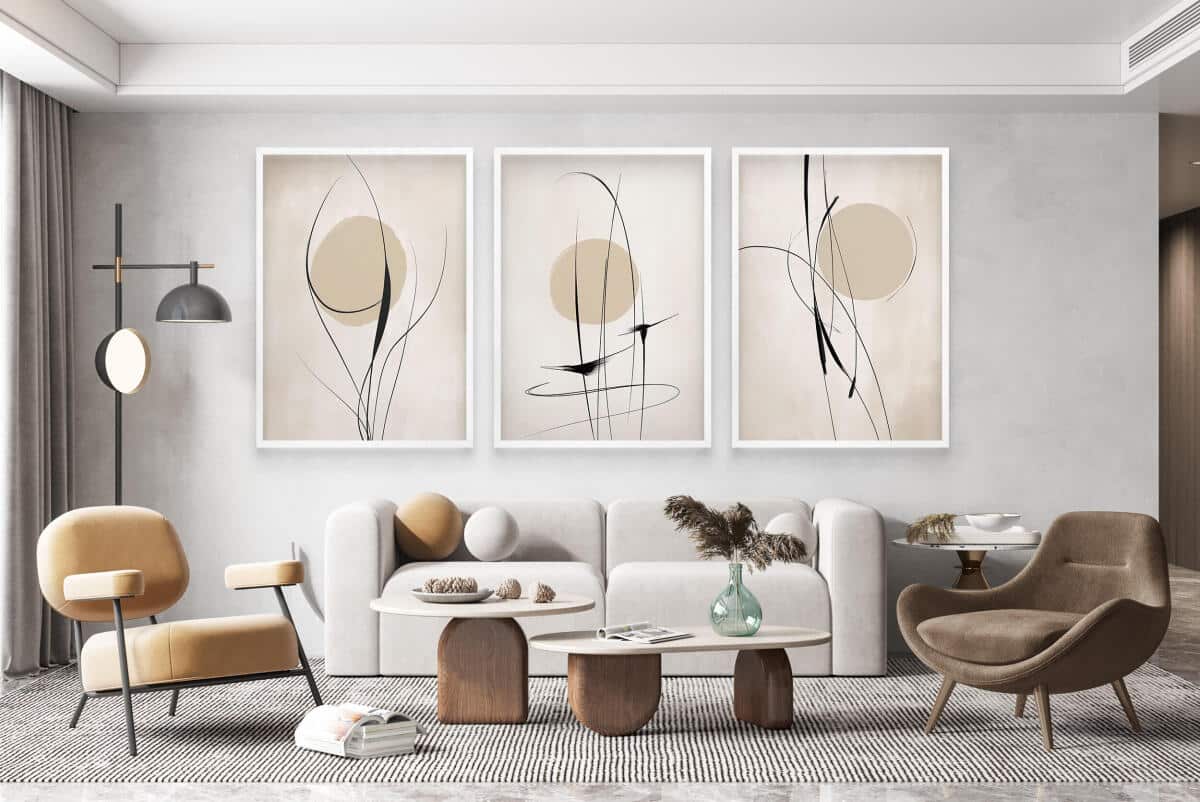 Minimalistyczne Plakaty w stylu Line Art- Beżowa Abstrakcja P94246 - zdjęcie 4