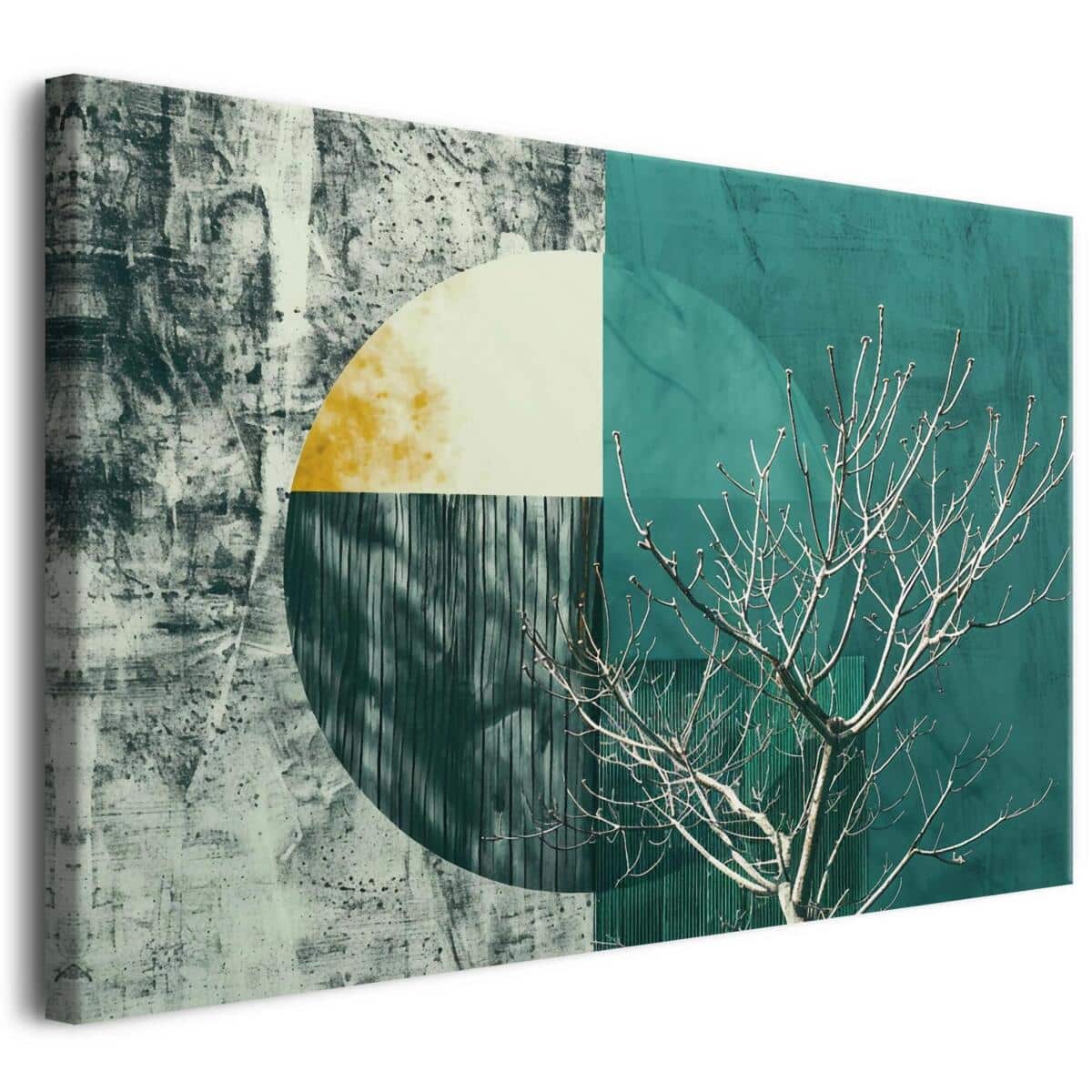 Designerski obraz na płótnie w stylu industrialnym | Abstrakcyjna grafika w odcieniach zieleni i szarości 64698