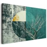 Designerski obraz na płótnie w stylu industrialnym | Abstrakcyjna grafika w odcieniach zieleni i szarości 64698 - miniaturka 1