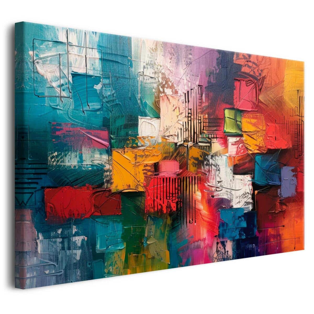 Abstrakcyjna kompozycja – Nowoczesna dekoracja ścienna | Kolorowy obraz na płótnie do salonu 68160