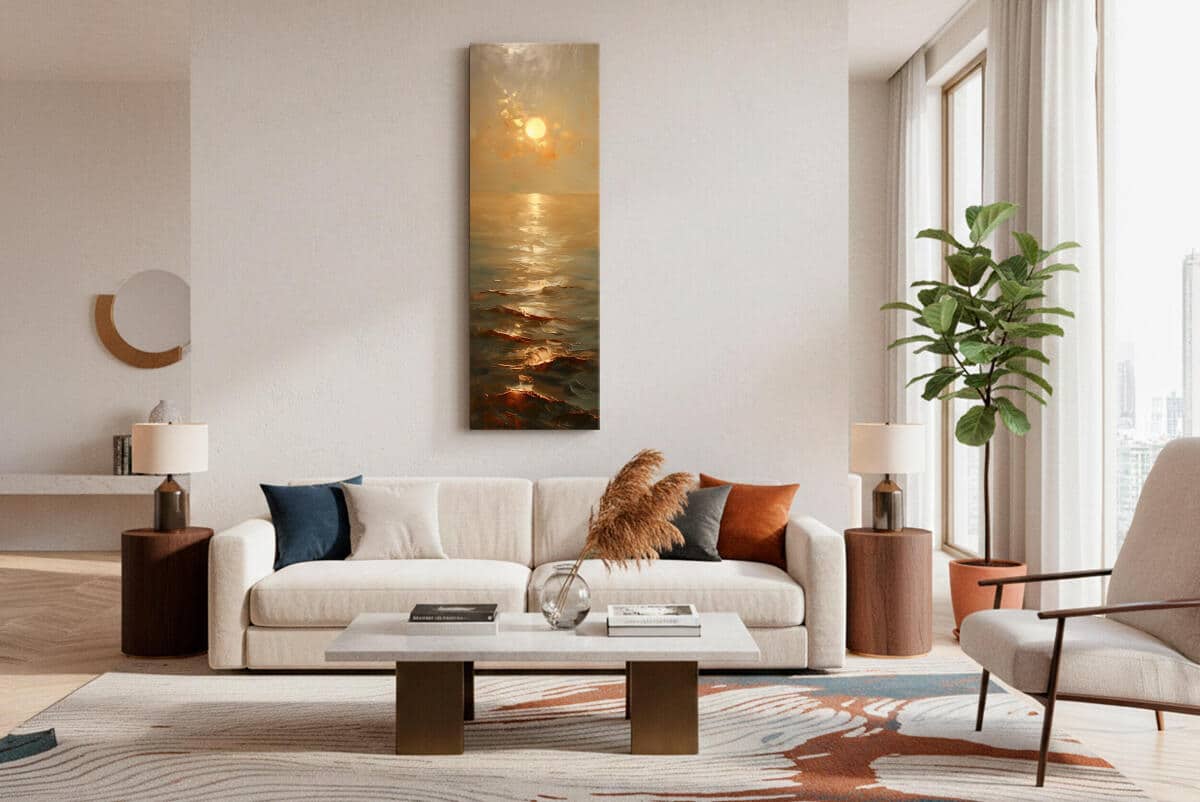 Nowoczesny Obraz do salonu- Zachód Słońca nad Morzem | Złoty Pejzaż Morski 94237 - zdjęcie 5