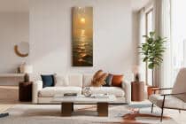 Nowoczesny Obraz do salonu- Zachód Słońca nad Morzem | Złoty Pejzaż Morski 94237 - miniaturka 5