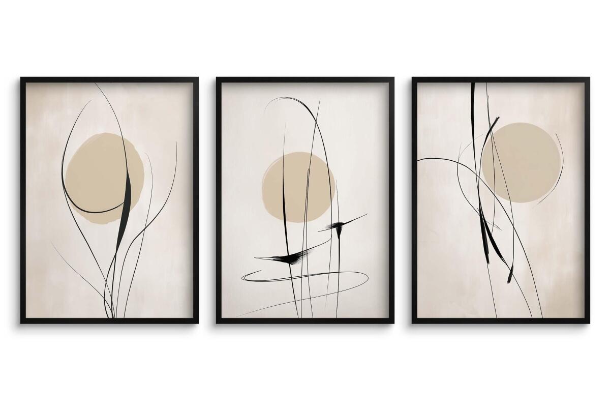 Minimalistyczne Plakaty w stylu Line Art- Beżowa Abstrakcja P94246 - zdjęcie 5