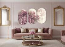 Obrazy z Piwoniami w Stylu Soft Glam | Tryptyk w odcieniach różu 82368 - miniaturka 2