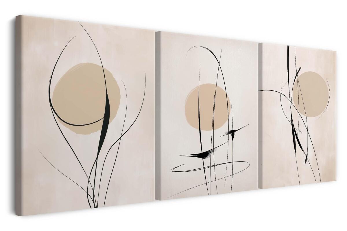 Tryptyk do sypialni i salonu- Line Art na beżowym tle | Abstrakcyjne Obrazy na płótnie O94246 - zdjęcie 2