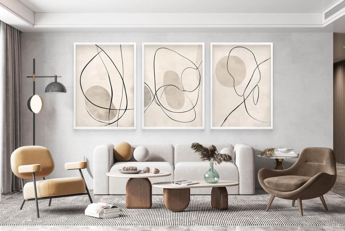 Beżowe Plakaty na ścianę- Subtelna Abstrakcja Line Art P94247 - zdjęcie 3