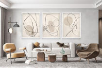 Beżowe Plakaty na ścianę- Subtelna Abstrakcja Line Art P94247 - miniaturka 3