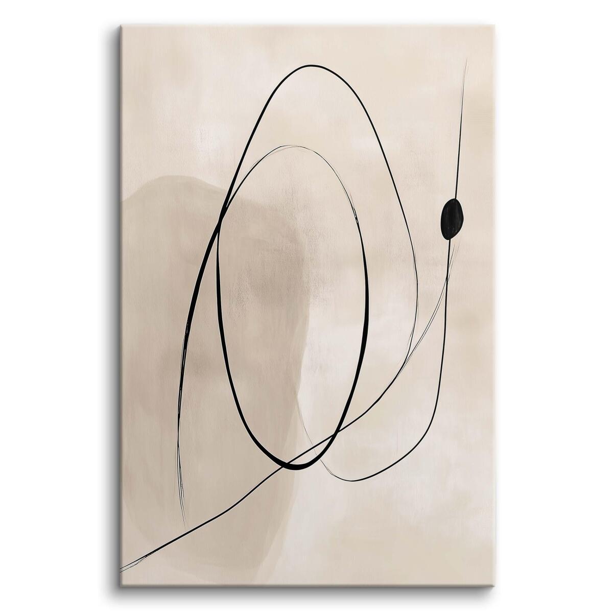Abstrakcyjny Obraz na płótnie- Czarne linie na beżowym tle O94242 - zdjęcie 2