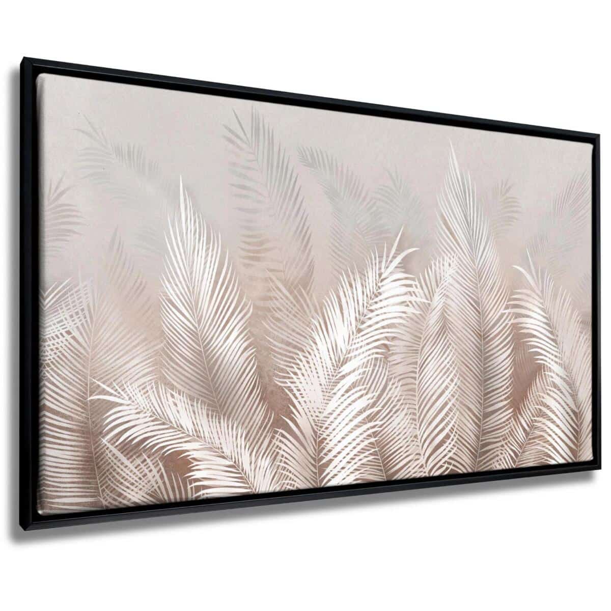 Obraz na płótnie w Ramie American Box | Subtelne, beżowe pióra- dekoracja na ścianę w stylu boho R64636