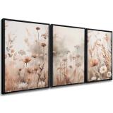 Obrazy w Ramie American Box | Tryptyk na płótnie- akwarelowa łąka | Subtelna, naturalna dekoracja ścienna do wnętrz boho, rustykalnych R20877 - miniaturka 1