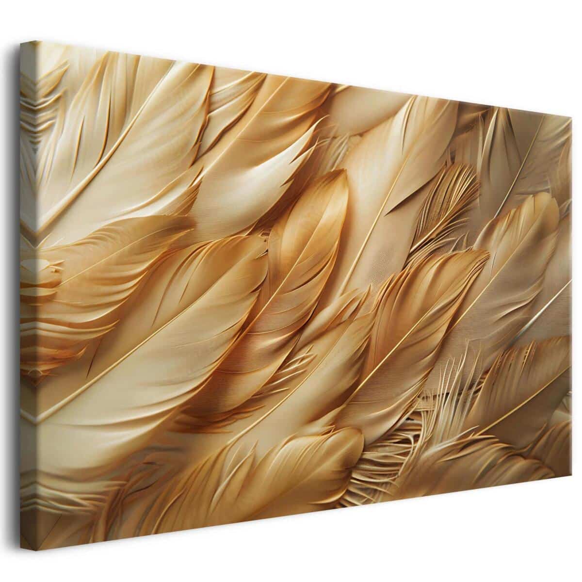 Obraz na płótnie – Złote pióra | Elegancka dekoracja ścienna w stylu glamour 68191
