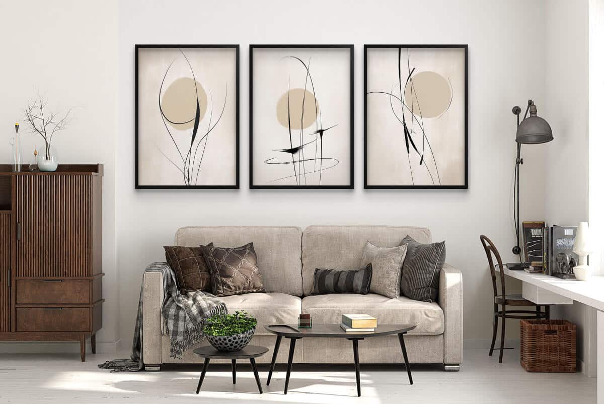 Minimalistyczne Plakaty w stylu Line Art- Beżowa Abstrakcja P94246 - zdjęcie 8