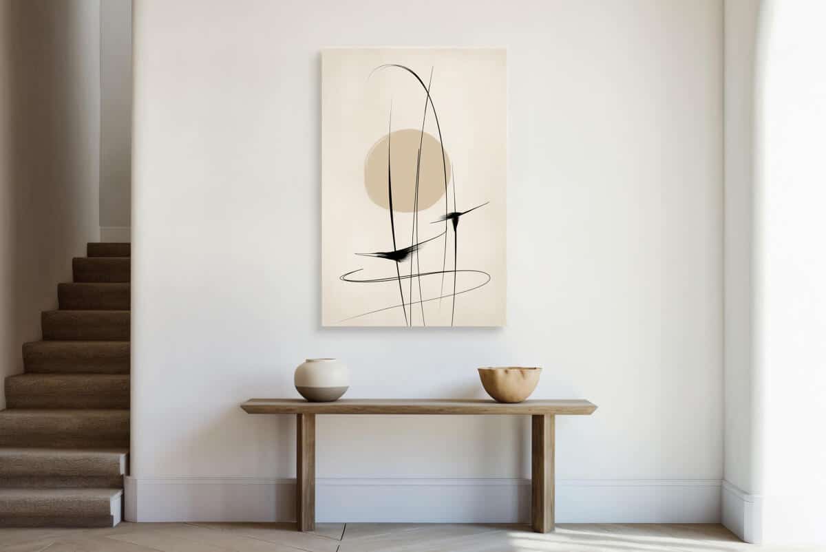 Nowoczesny Obraz na płótnie- Beżowa Abstrakcja | Minimalistyczny styl Line Art  O94240 - zdjęcie 3