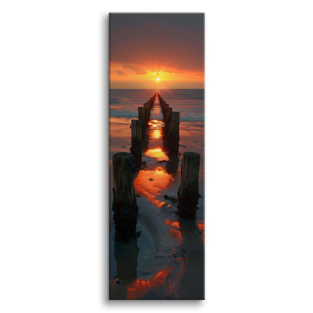 Klimatyczny Obraz na ścianę- Plaża o Zachodzie Słońca | Morski krajobraz do sypialni 94229 - zdjęcie 2