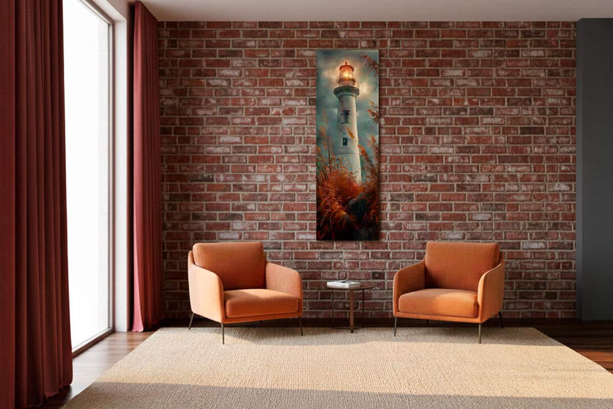Klimatyczny Obraz z Latarnią Morską o zachodzie słońca | Nadmorski Krajobraz na płótnie 94232 - zdjęcie 5