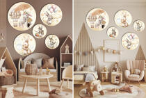 Beżowe Obrazy Dziecięce - Akwarelowe Króliczki | Delikatna dekoracja nad łóżeczko | Ozdoba do przedszkola i żłobka 42191 - miniaturka 2