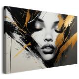Oryginalny Obraz na płótnie- Portret Kobiety z Efektem Złotej Farby | Stylowa Dekoracja na ścianę 94070 - miniaturka 1