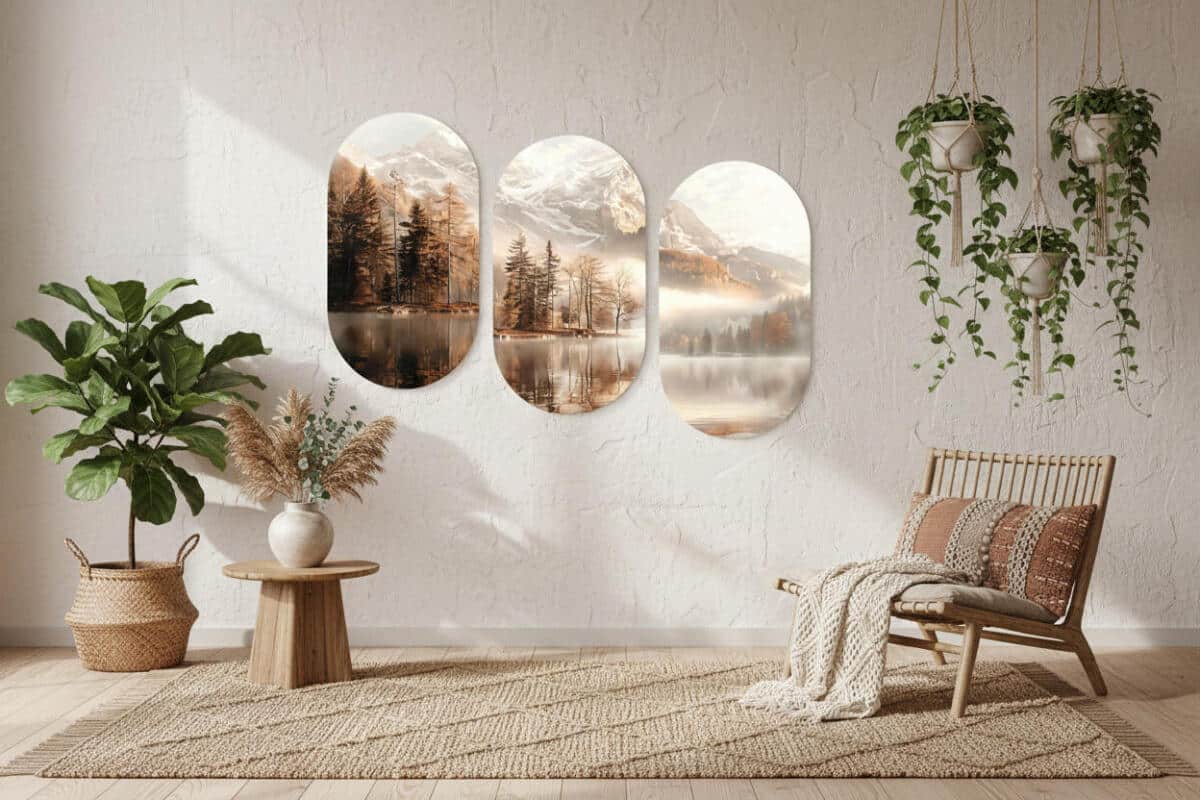 Krajobraz Górski-  Tryptyk Góry, Jezioro, Las | Eleganckie Obrazy Natura w Stylu Skandynawskim 82371 - zdjęcie 3