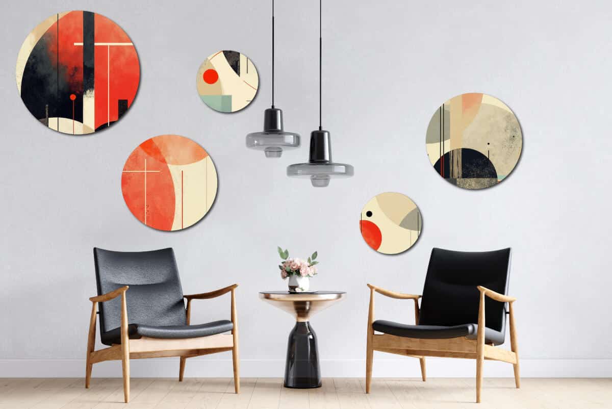 Zestaw obrazów na ścianę - Czerwień i Czerń | Abstrakcja geometryczna Loft | Nowoczesna galeria ścienna 42199 - zdjęcie 6