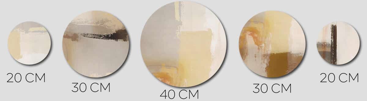 Nowoczesny Zestaw 5 Obrazów Okrągłych – Beżowa Abstrakcja | Piaskowa ozdoba na ścianę do salonu boho | Dekoracja premium 42205 - zdjęcie 2