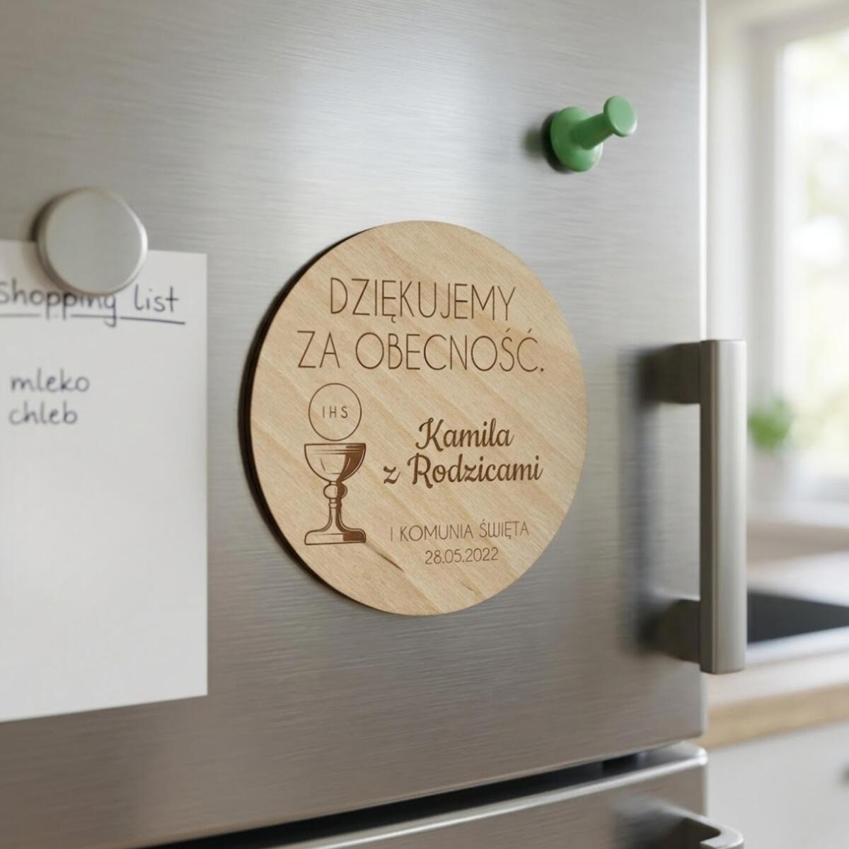 Drewniany magnes podziękowanie dla gości podziękowania Komunia Święta Chrzest 10 sztuk, P01 - zdjęcie 3