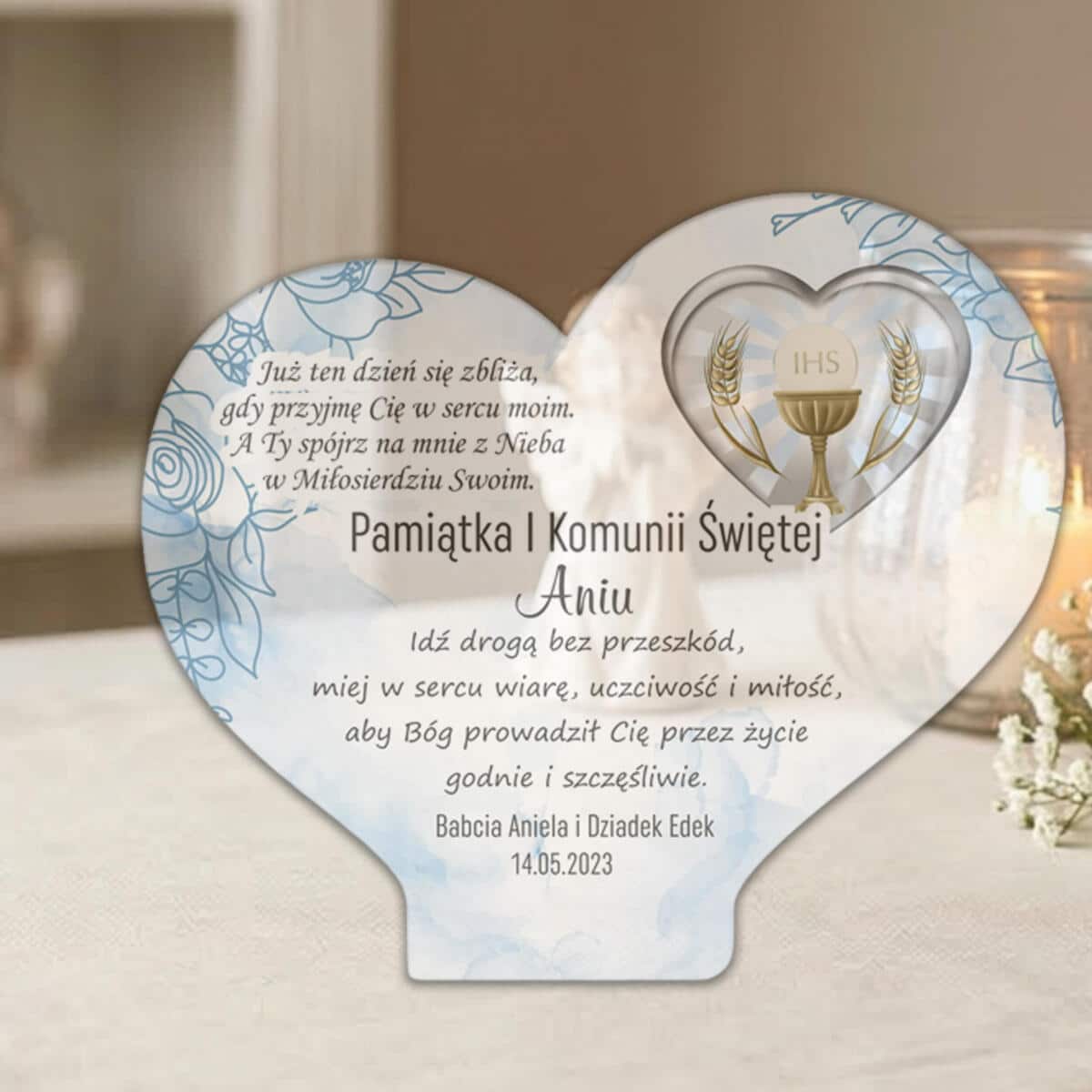 Statuetka serce Pamiątka Pierwszej Komunii Świętej prezent na komunię 77795 - zdjęcie 2