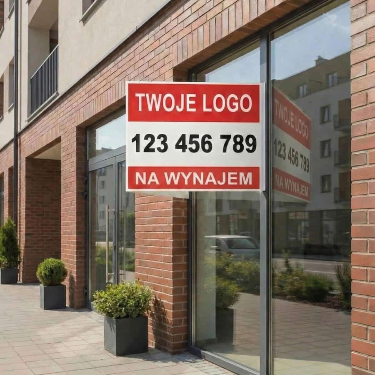Baner 3D na okno- NA WYNAJEM | Reklama dla agentów i biur nieruchomości + Logo i Numer telefonu - zdjęcie 8
