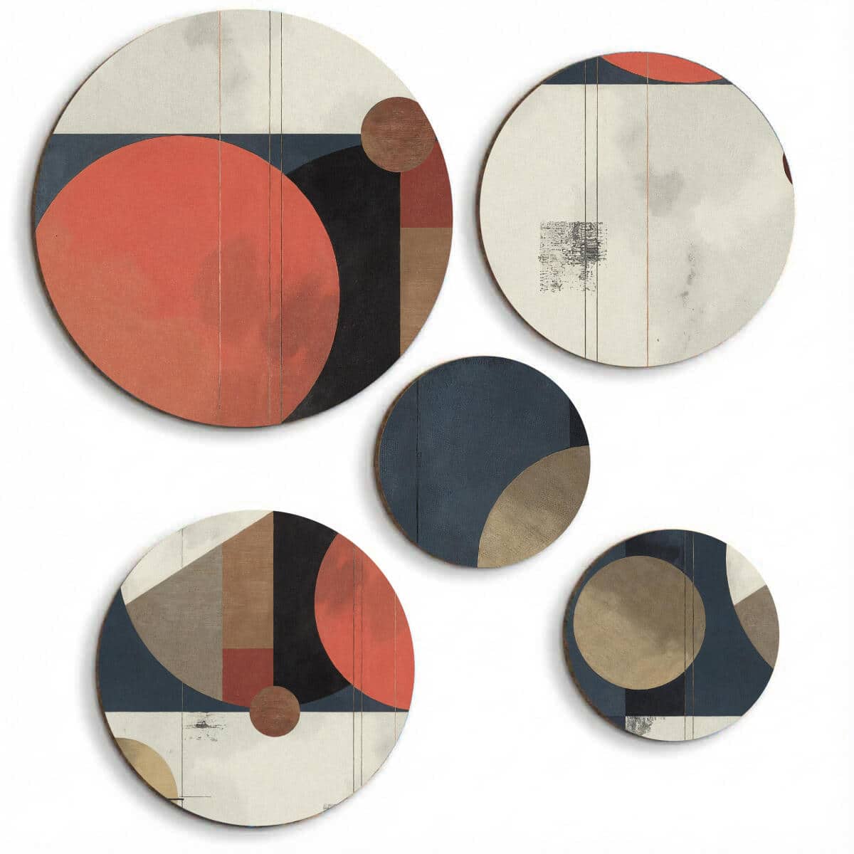 Kolorowa Geometria w Kole - Zestaw Obrazów Premium | Skandynawska dekoracja na ścianę | Komplet do biura i domu 42202 - zdjęcie 1