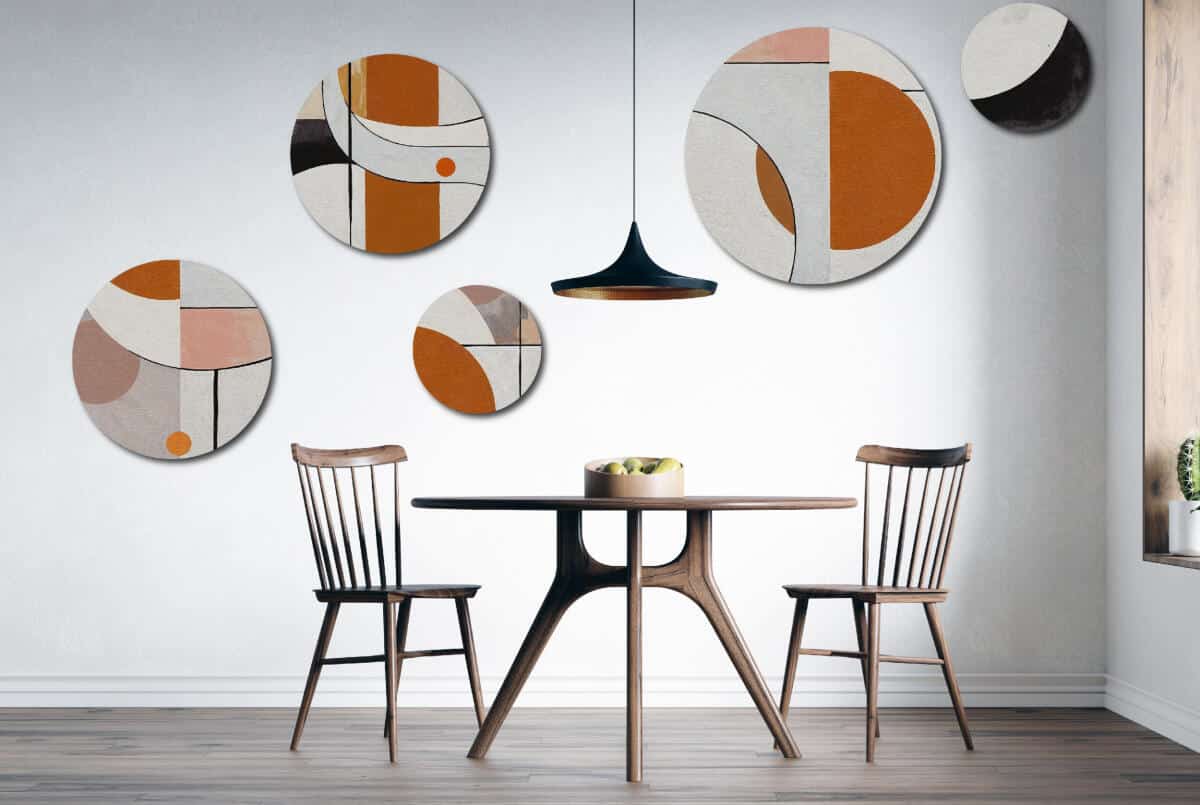 Nowoczesne Obrazy Okrągłe -Kolorowa Geometria | Skandynawska dekoracja na ścianę | Komplet do biura i domu 42198 - zdjęcie 9