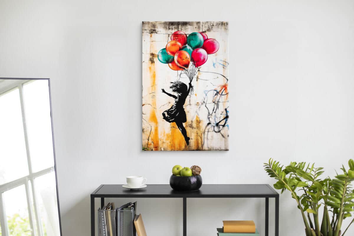 Obraz na płótnie– Dziewczynka z Balonikami | Nowoczesna Grafika Street Art 95000 - zdjęcie 4