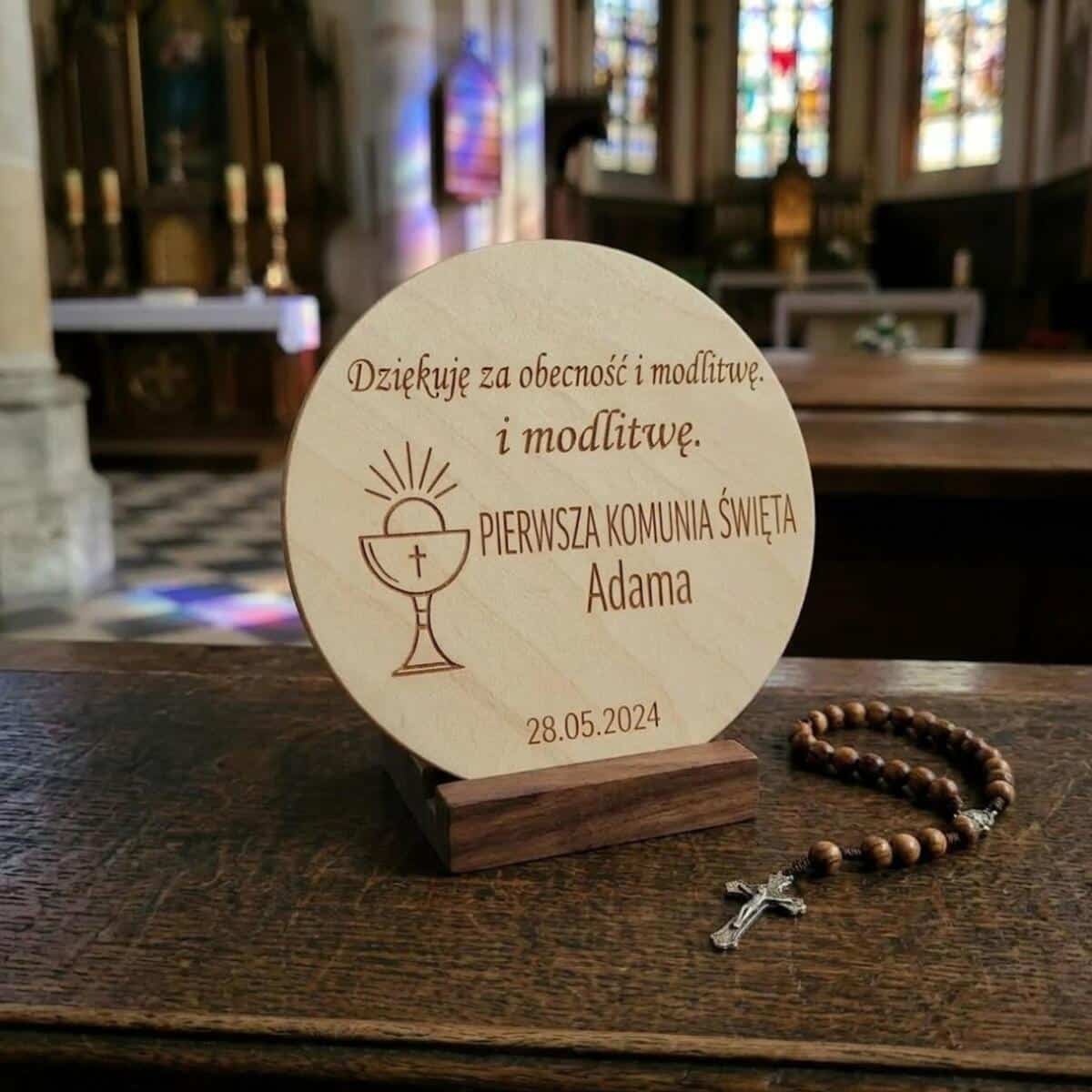 Drewniany magnes podziękowanie dla gości podziękowania Komunia Święta Chrzest 10 sztuk, P06 - zdjęcie 4